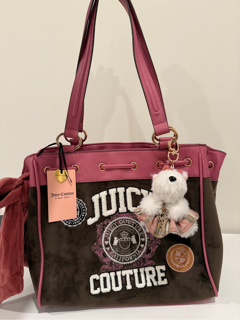 Juicy Couture Pink & Brown Logo Tote Bag